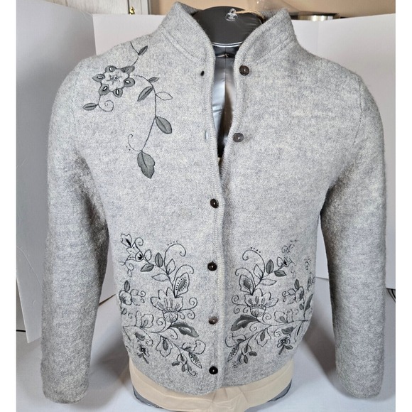 Alexandra Bartlett 100% Wool Gray Button up Sweater / Jacket womens size Medium - Picture 1 of 10